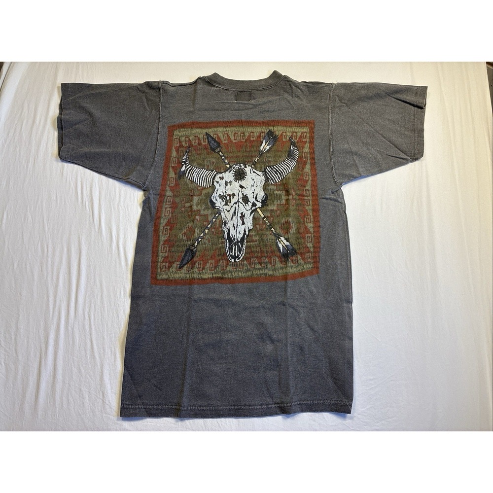 Vintage Galt Sand T Shirt Native American 2 Sided Sz Small Weathered Gray - Picture 3 of 5